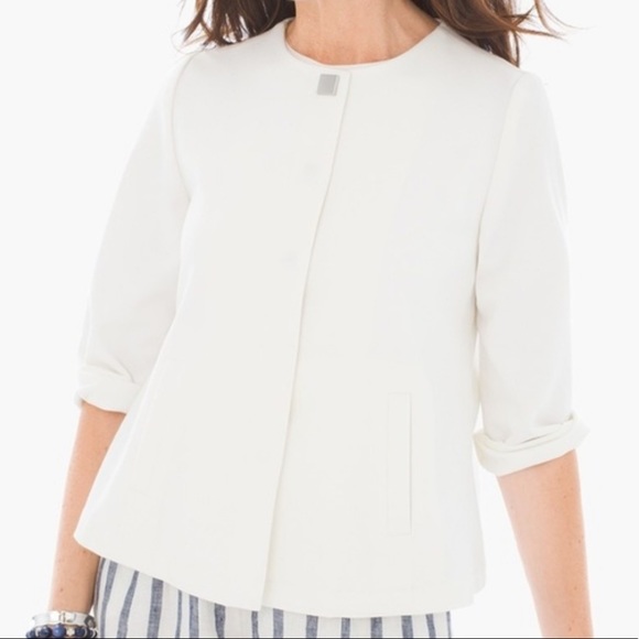 Chico's Jackets & Blazers - CHICO’S SQUARE-CUT BUTTON CREPE JACKET